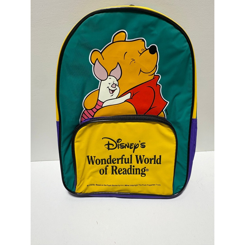 vtg Disney Wonderful World of Reading Backpack Winnie the Pooh Piglet Colorblock